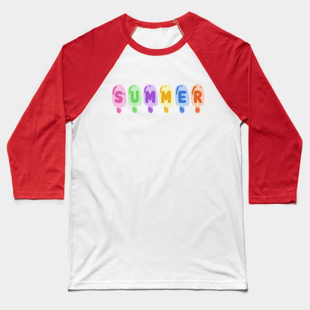 Summer: Bright pastel ice cream popsicles celebrate summer vacation Baseball T-Shirt by Ofeefee